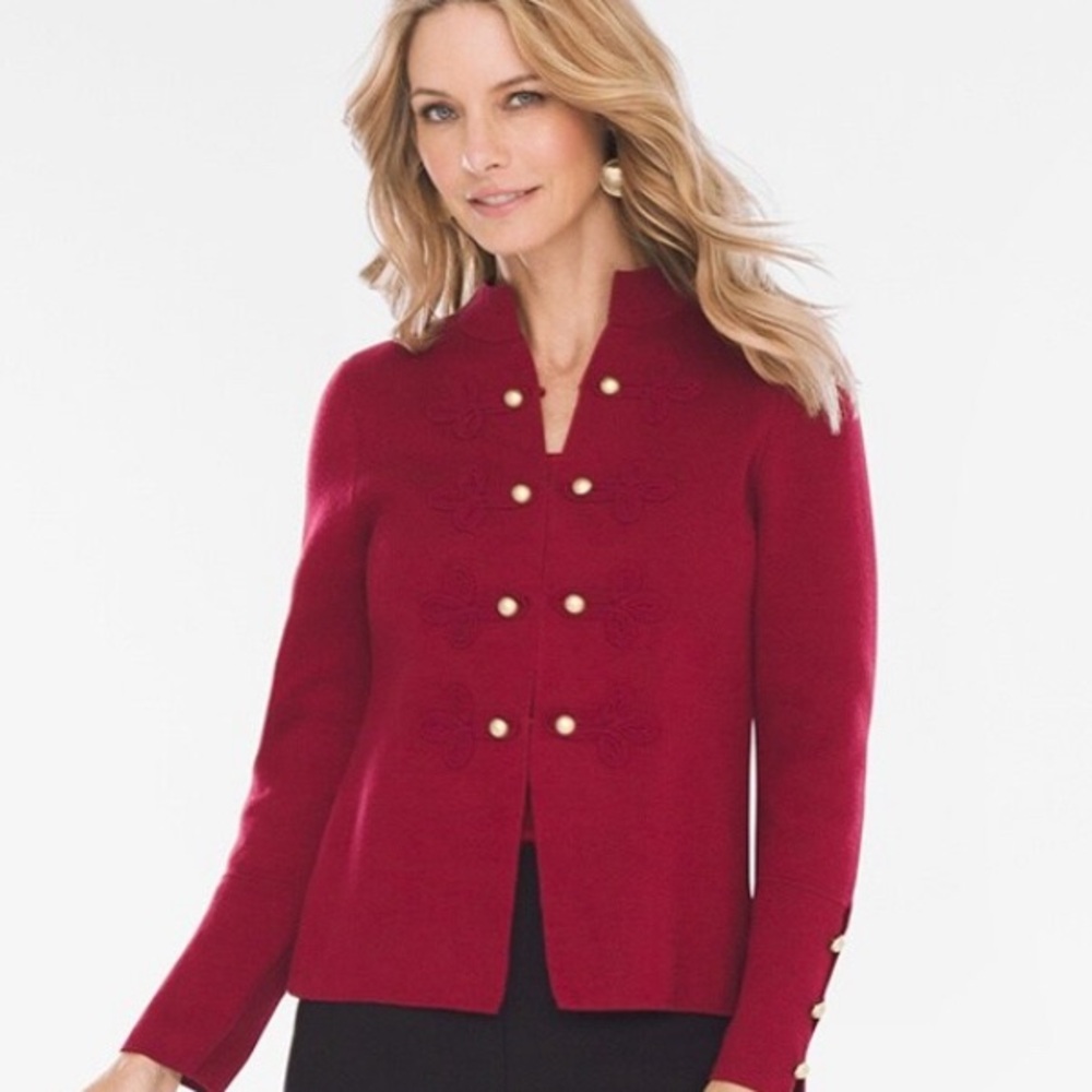 Chico’s Red Sweater Jacket size Large